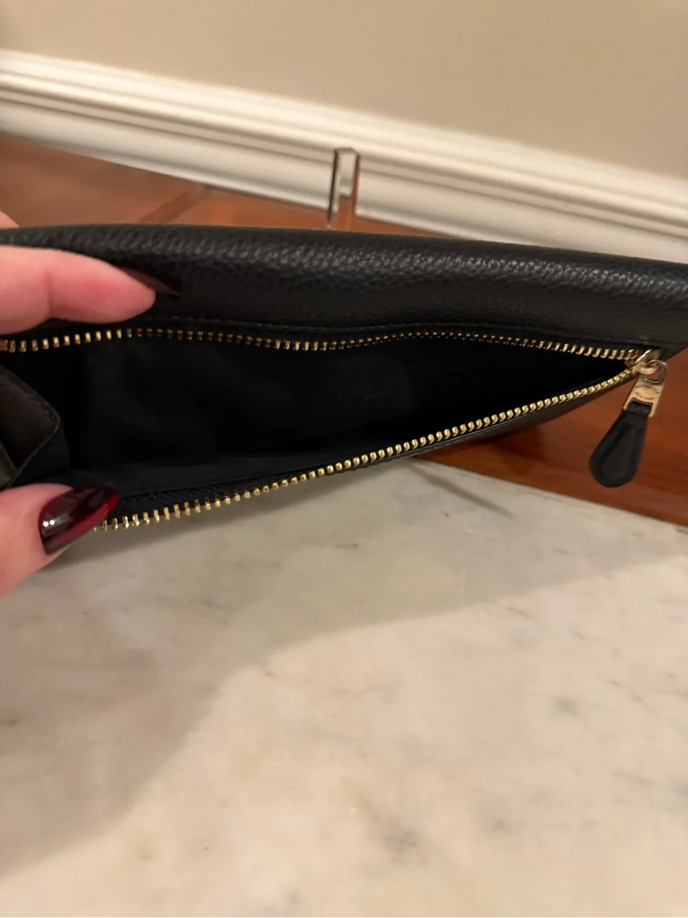 Coach Black Pebbled Leather Wallet with Gold Logo - Like New